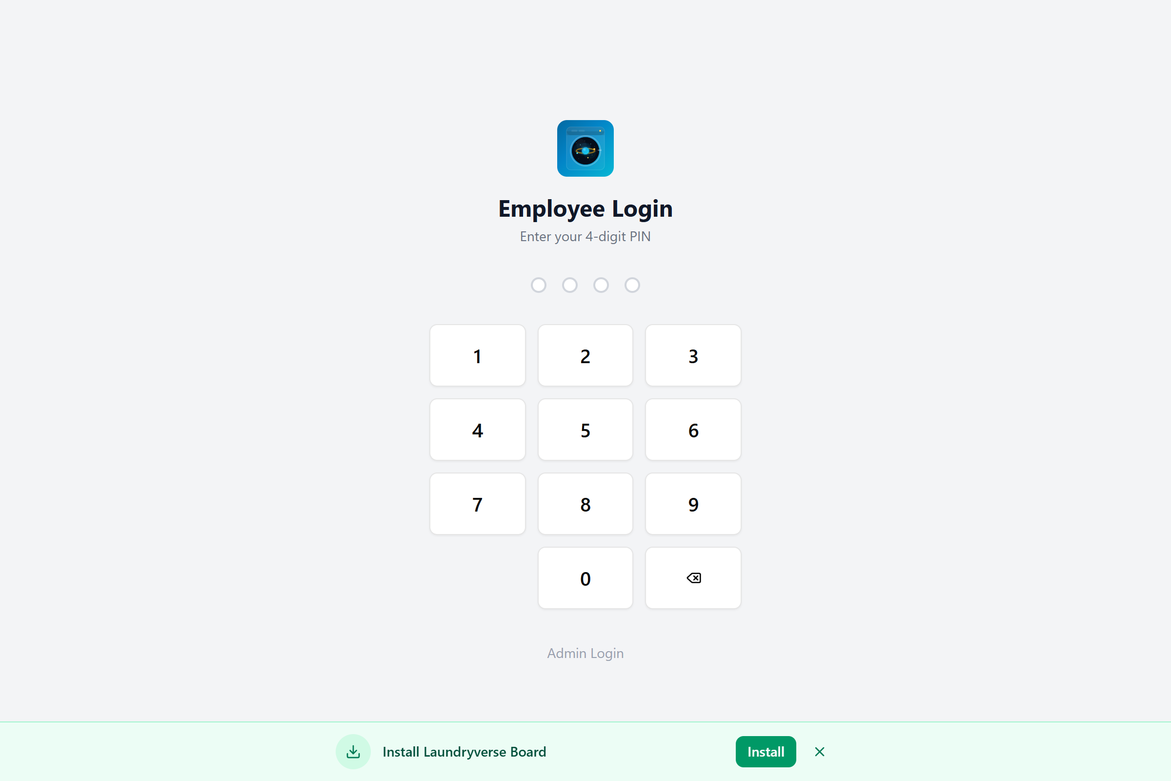 Install app banner on the POS login screen